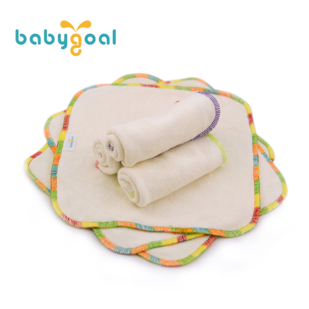 babygoal Baby Cloth Wipes 12 Pack, Washable Reusable Rayon from Bamboo Small Saliva Towels for Newborns, Ultra-Soft Cloth Face Wipes - Image 3